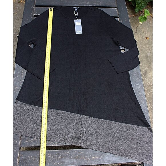 New w/Tags - Eileen Fisher Rayon Nylon Crinkle Asymmetric Tunic, Black, Lrg - Picture 13 of 14